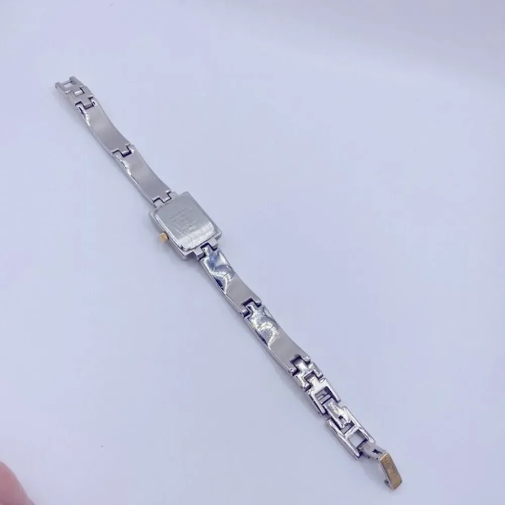 Working! Ladies Anne Klein 2 Tone Rectangular Face Dainty Minimalist Watch